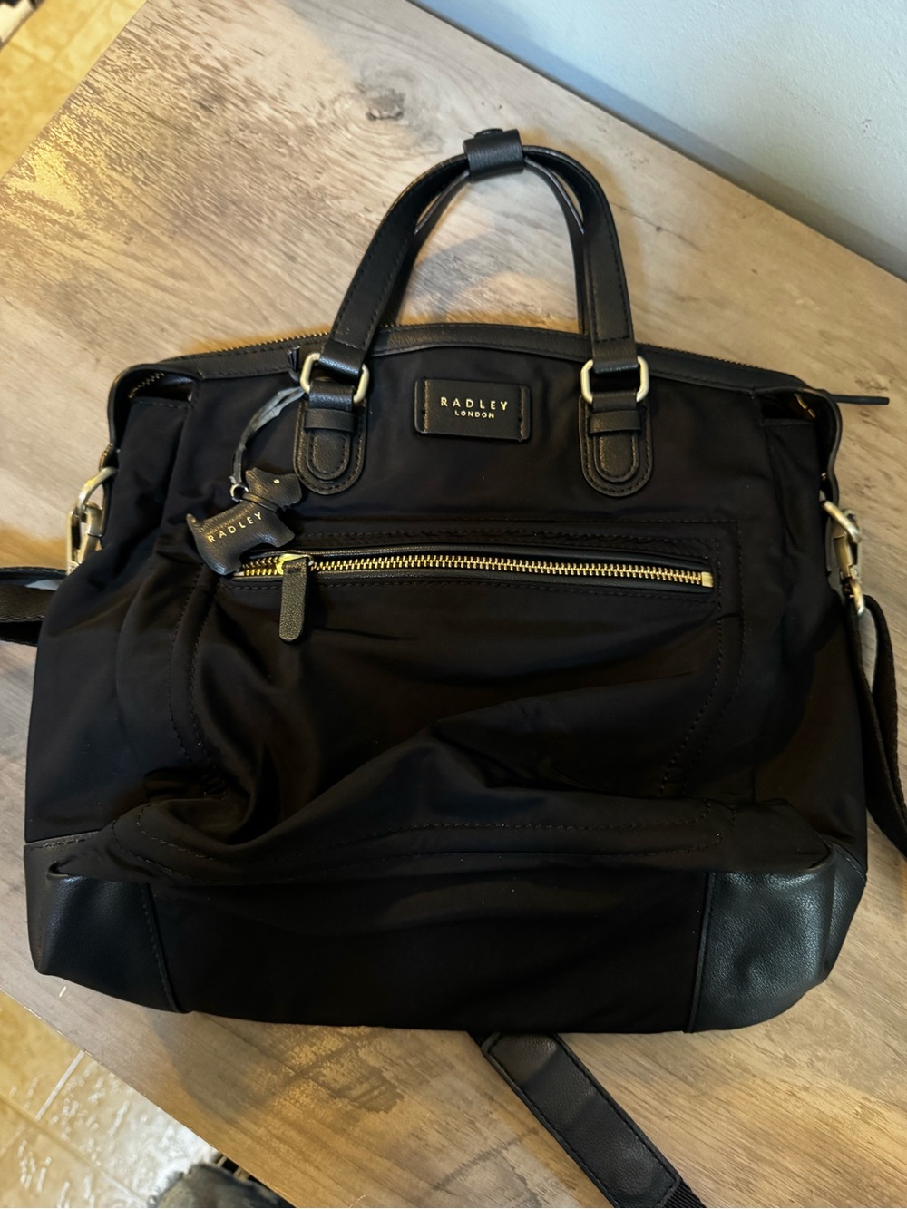 RADLEY LONDON Black Nylon Backpack with Leather Trim - Picture 2 of 9